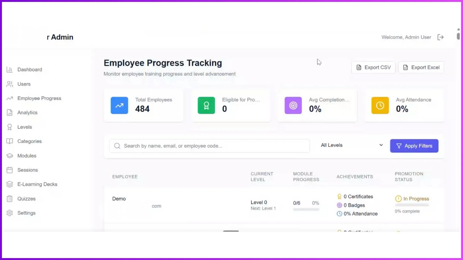 Employee Progress Section: Centralized Progress Reporting