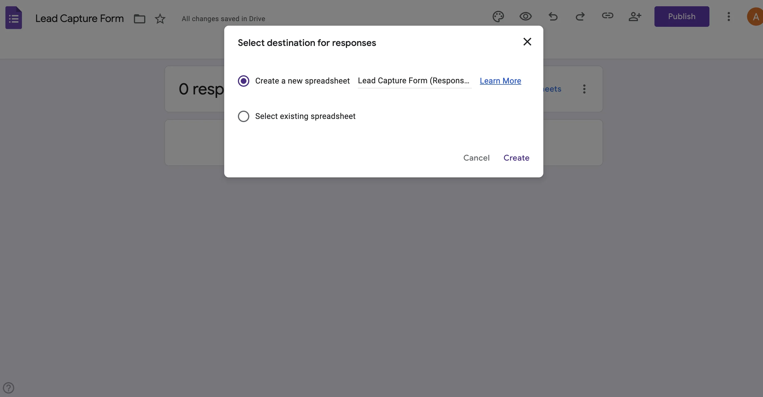 Linking Google Form responses to Google Sheets for lead management