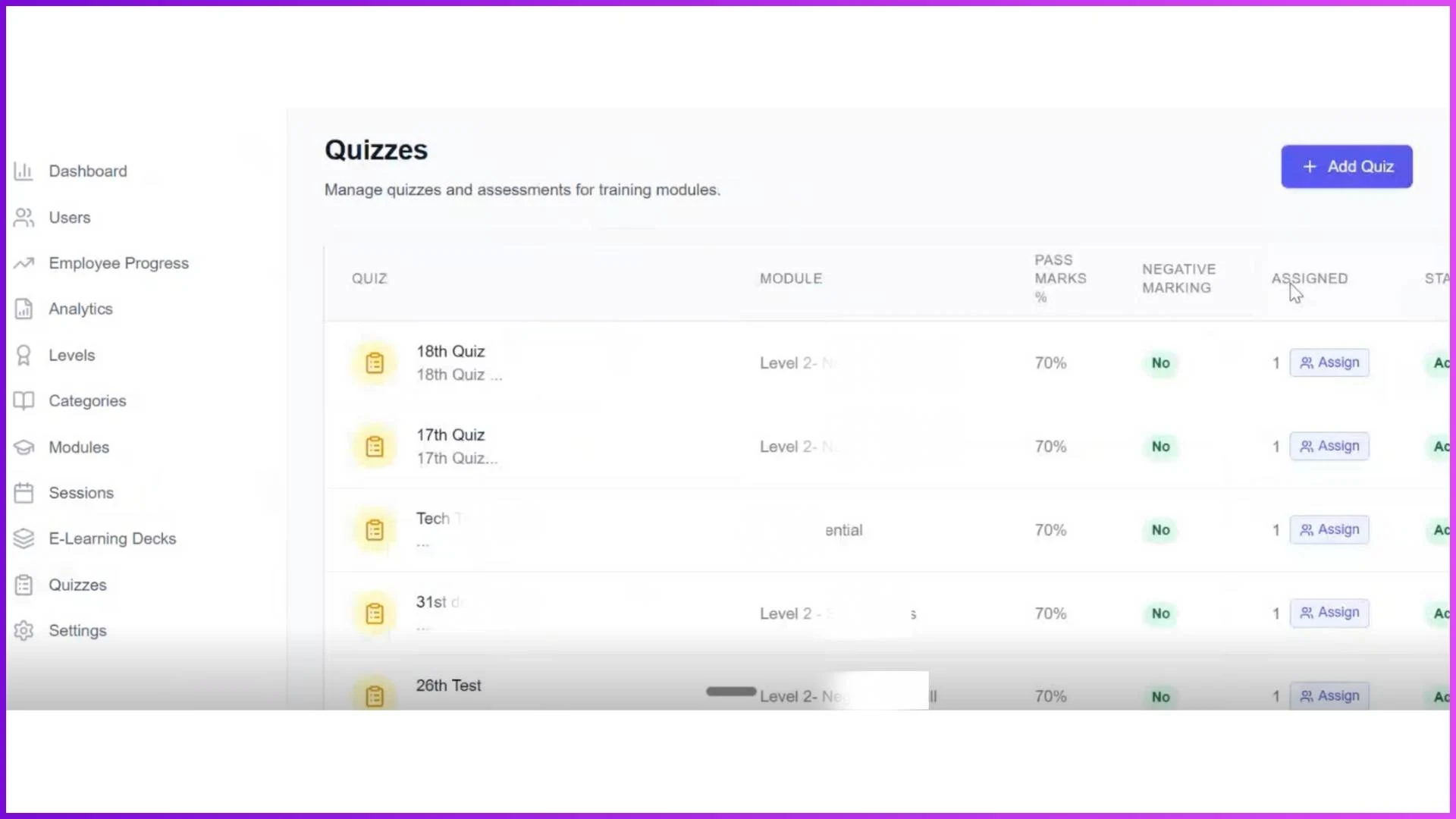 Quizzes: Performance-Based Progress Measurement