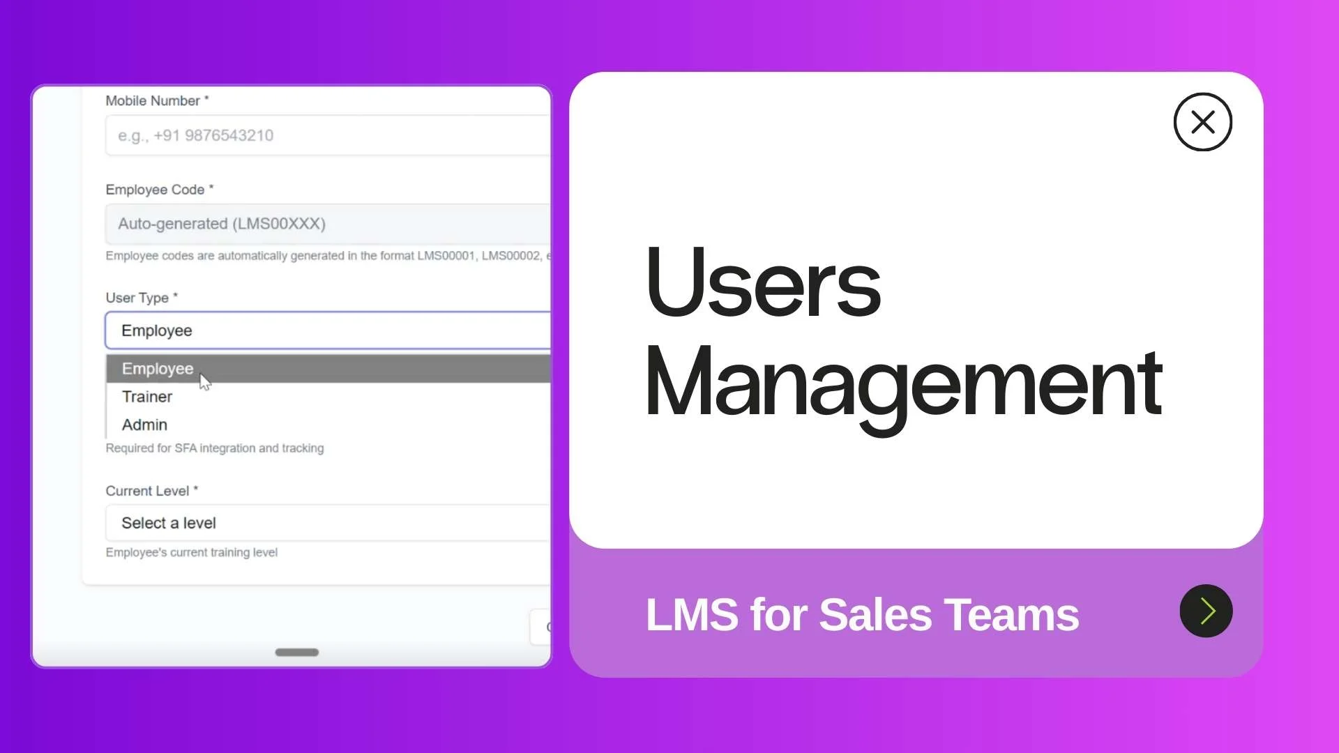 Users Management in LMS for Sales Teams