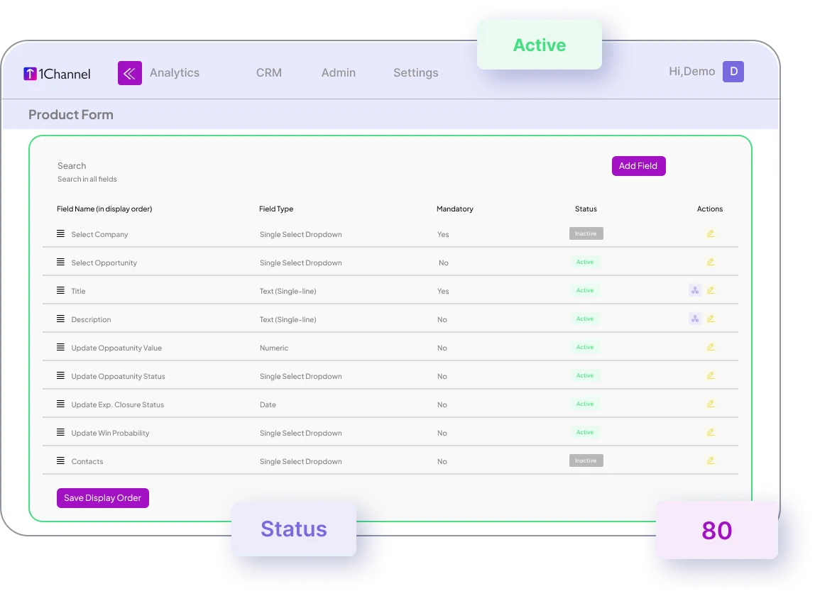 Activity configuration interface