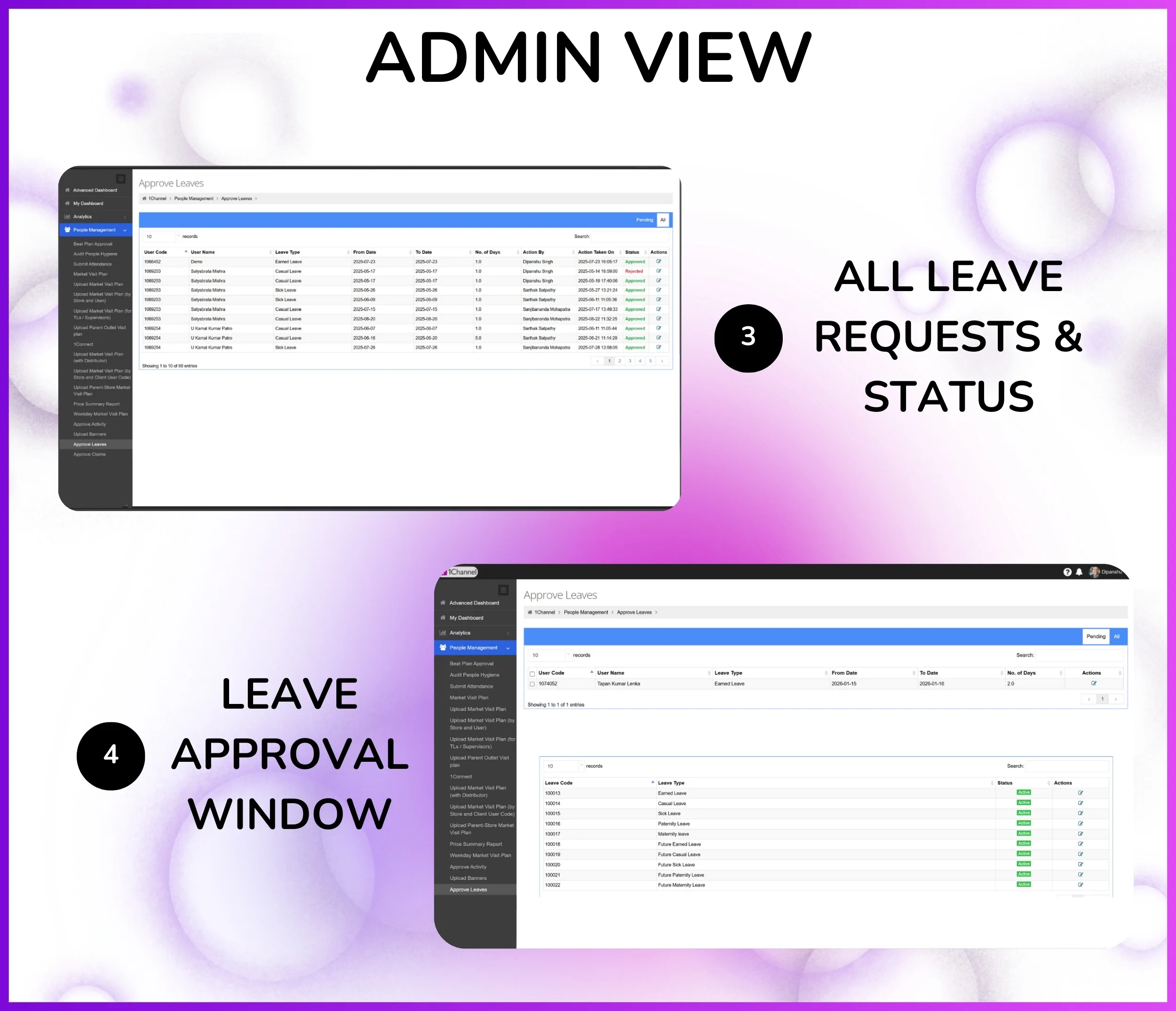 Leave balance upload dashboard with Excel import and auto-allocation